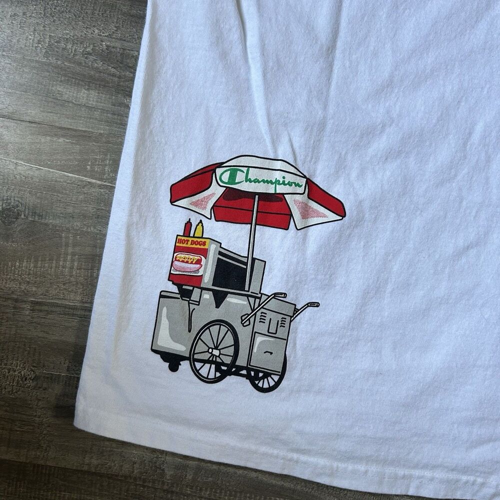 Vintage Y2K Champion Hot Dog T Shirt Size Men’s L Double Sided 2000s Rare - Picture 5 of 8